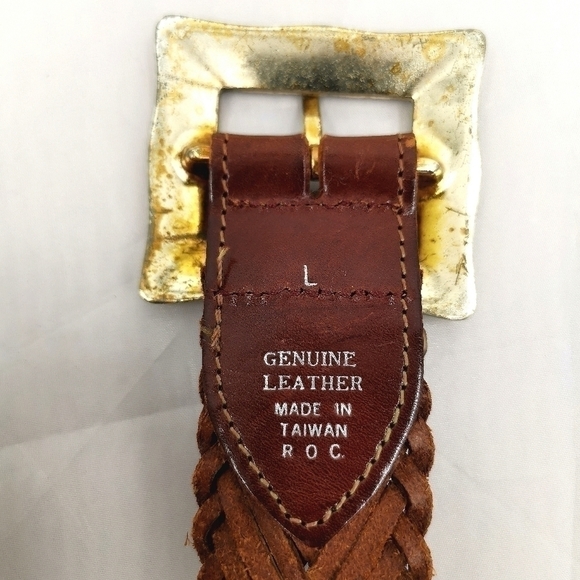 Women's Large Braided Brown Gold Tone Buckle Belt - Picture 4 of 8